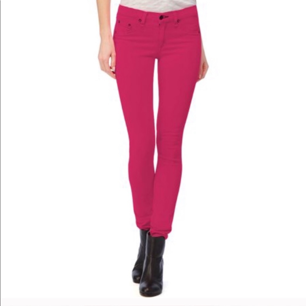 RAG & BONE MAGENTA SKINNY LEGGINGS JEANS, 26